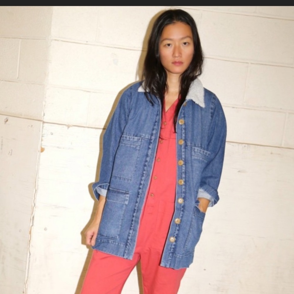 Ilana Kohn Lined Sherpa Mabel denim jacket sz L
